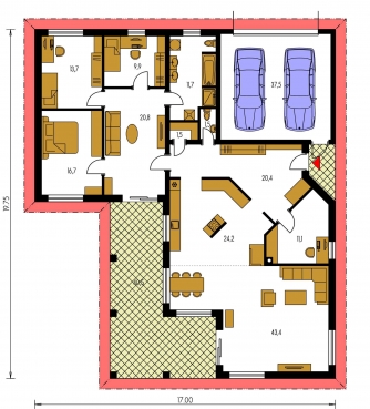 Grundriss des Erdgeschosses - BUNGALOW 131